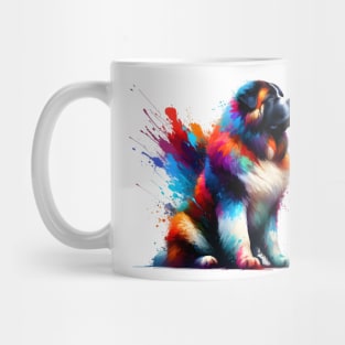 Vibrant Abstract Splash Caucasian Shepherd Dog Portrait Mug